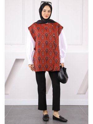 Kırmızı Etnik Desenli Yelek Kırmızı Etnik Desenli Yelek