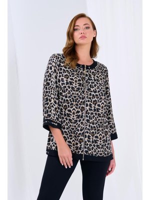 Siyah Büyük Beden Empirme Desenli Bluz