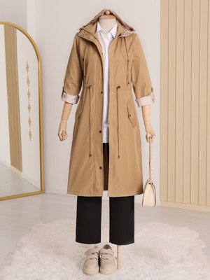 Vizon Astarı Çizgili Trençkot