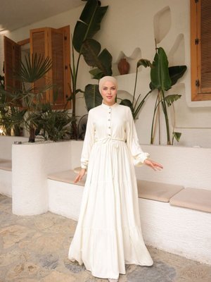 Ekru Ankanoor Çingene Bel Bağlamalı Belmando Elbise Ekru Ankanoor Çingene Bel Bağlamalı Belmando Elbise