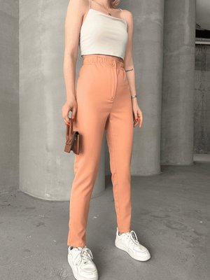 Somon Beli Lastikli Karamel Pantolon