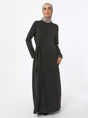 Siyah Bağlama Detaylı Modal Elbise