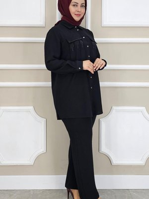 Siyah Taş Detaylı İkili Takım