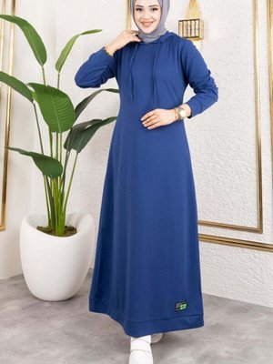 İndigo Arma Detaylı Kapüşonlu Spor Elbise