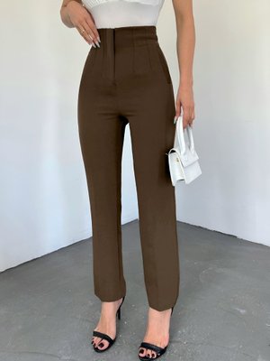 K. Kahve Cep Detaylı Yüksek Bel Pantolon