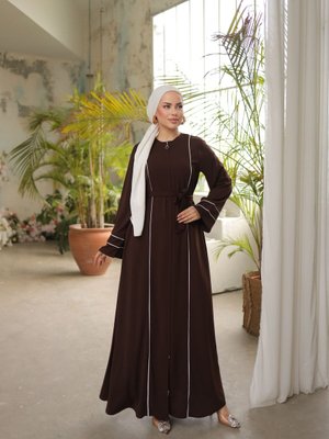 Acı Kahve Ankanoor Kol Ağzı Ve Önü Çift Biyeli Ferace