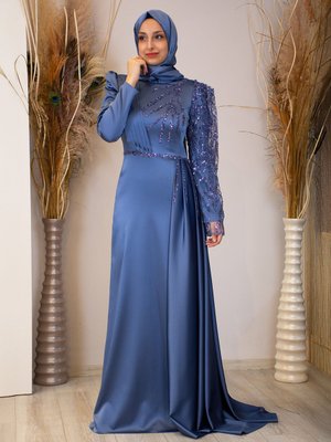 Kot Mavi Efila Abiye Elbise Kot Mavi Efila Abiye Elbise