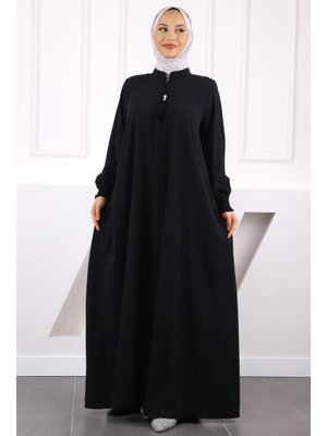 Lacivert Kol Lastikli Fermuarlı Ferace Lacivert Kol Lastikli Fermuarlı Ferace