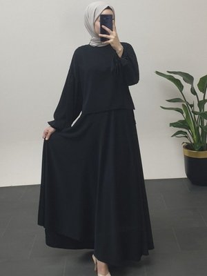 Siyah Kolu Bağcıklı Balon Etekli İkili Takım