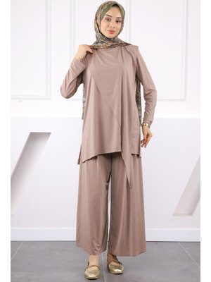 Vizon Ön Detaylı Sandy Tunik Pantolon Takım