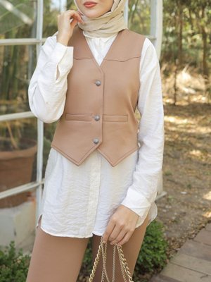 Vizon Cep Detaylı Düğmeli Scuba Yelek