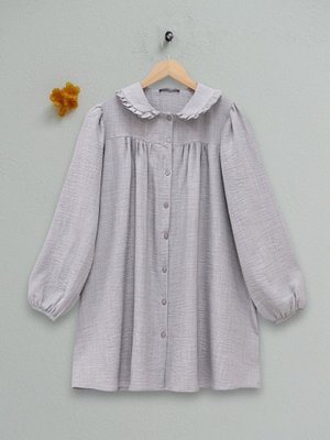 Gri Bebe Yaka Boydan Düğmeli Tunik Gri Bebe Yaka Boydan Düğmeli Tunik