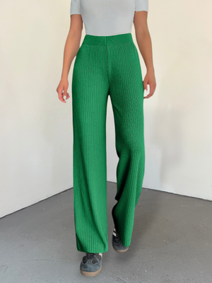 Yeşil Fitilli Triko Pantolon