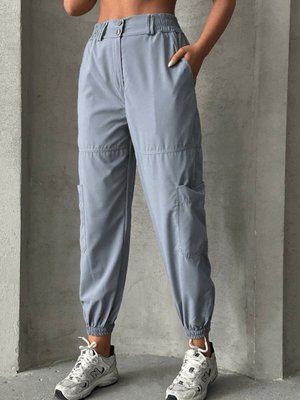 Gri Jogger Lastik Paça Pantolon