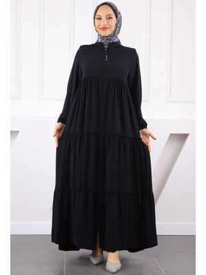 Lacivert Kol Lastikli Katlı Ferace Lacivert Kol Lastikli Katlı Ferace