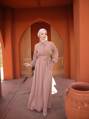 Vizon Ankanoor Reglan Kol Bel Lastikli Elbise