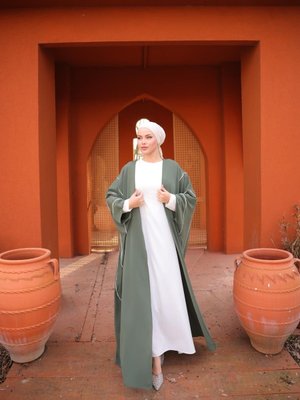 Haki Ankanoor Biyeli 2'li Abaya Takım