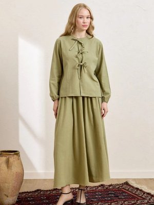 Haki Organik Keten Balon Etek