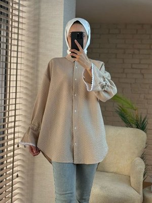 Vizon Kolu Büzgü Ve Fistolu Bürümcük Gömlek