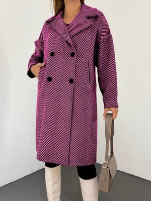 Fuşya Balık Sırtı Desen Cepli Kaşe Kap