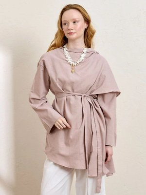 Gül Kurusu Organik Keten Şal Detay Tunik
