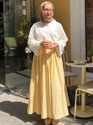 Sarı Kraşlı Balon Etek