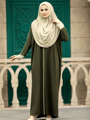 Haki Çantalı Pratik Namaz Elbisesi