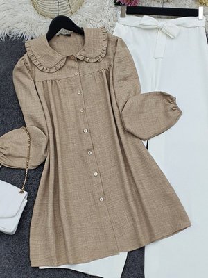 Vizon Bebe Yaka Boydan Düğmeli Tunik