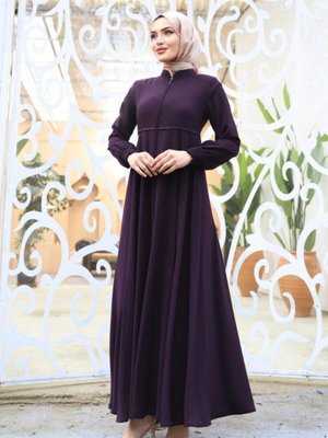 Mor Beli Fistolu Omuzları Vatkalı Kolu Lastikli Ferace