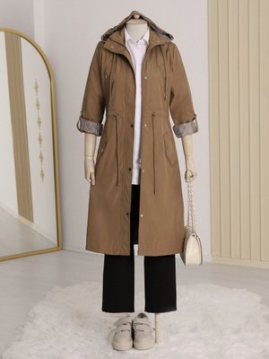 Taba Astarı Çizgili Trençkot