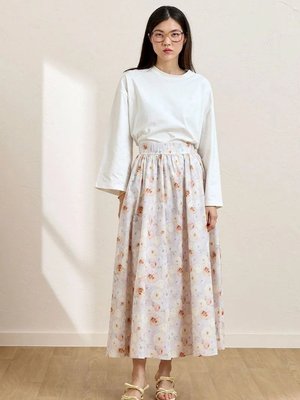 Kahverengi Gül Desen Balon Etek