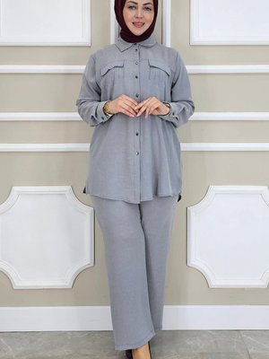 Gri Taş Detaylı İkili Takım