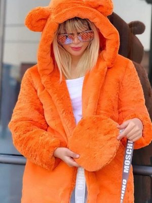 Turuncu Tarz Kulaklı Peluş Kaban