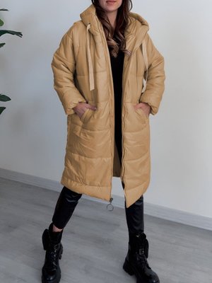 Vizon Kapüşonlu Bağcık Detaylı Fermuarlı Şişme Mont