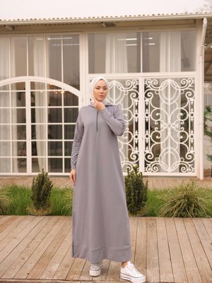 Füme Ankanoor Yandan Fermuarlı Kapüşonlu Spor Elbise