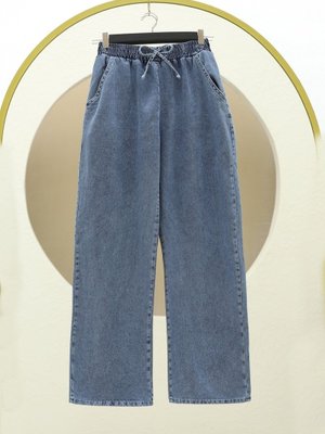 Tint Beli Lastikli Cepli Bol Paça Kot Pantolon