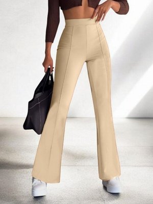 Bej Beli Lastikli Likralı İspanyol Pantolon Bej Beli Lastikli Likralı İspanyol Pantolon