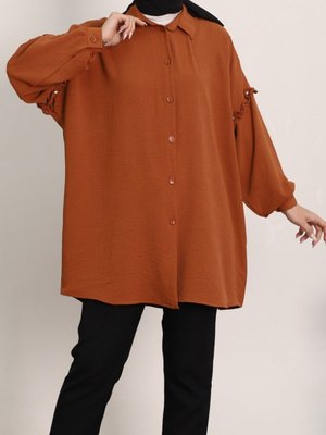 Kiremit Kolları Taşlı Fırfırlı Salaş Ayrobin Tunik