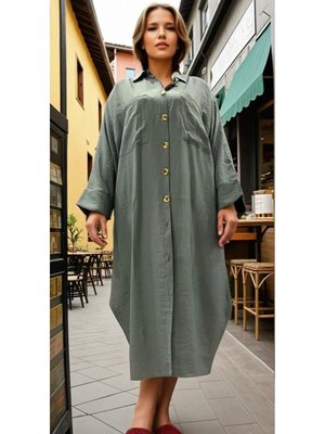 Mint Yarasa Kol Keten Karışımlı Gömlek Tunik Mint Yarasa Kol Keten Karışımlı Gömlek Tunik