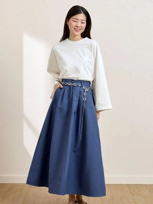 Ekru Keten Tek Düğmeli Etek & Body Takım İndigo