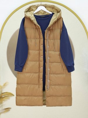 Vizon Cepli Fermuarlı Kapüşonlu Şişme Yelek