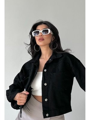 Siyah Kot Çift Cepli Denim Ceket