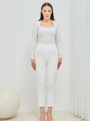 Beyaz Zra Model Pensli Yüksek Bel Pantolon