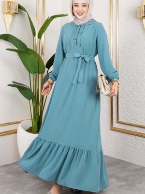 Mint Fırfır Detaylı Aerobin Elbise