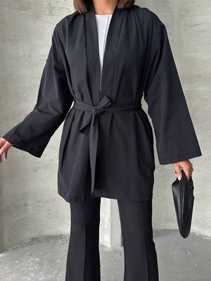Siyah Poplin Kumaş Oversize Kimono