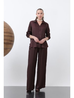 32259pnt Saten Belden Bağlamalı Pantolon
