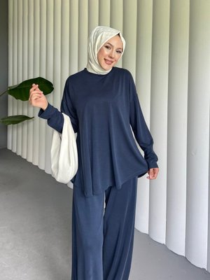 Laci Yuvarlak Yaka Oval Kesim Cepli Pantolonlu Osyho Takım