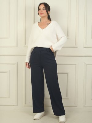 Lacivert Cırt Kapama Cepli Pileli Likralı Palazzo Pantolon Lacivert Cırt Kapama Cepli Pileli Likralı Palazzo Pantolon