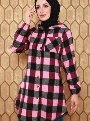 Pembe Ekose Desenli Kap Pembe Ekose Desenli Kap