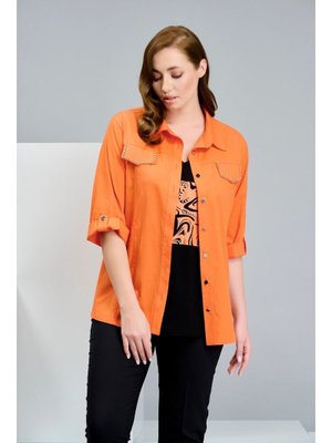 Oranj Büyük Beden Taş İşlemeli Gömlek Oranj Büyük Beden Taş İşlemeli Gömlek